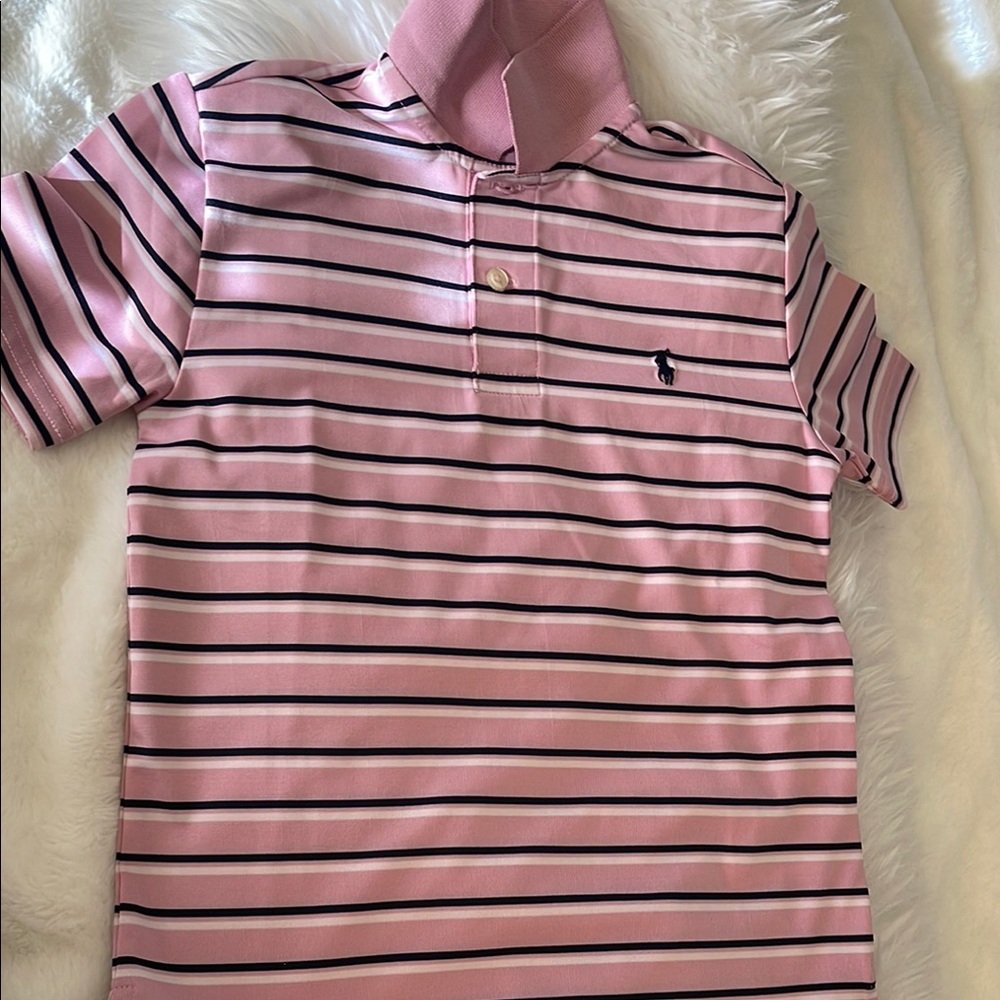 Pink Striped Kids Polo Shirt
